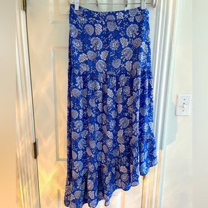 Blue floral pattern asymmetrical skirt small Vince Camuto